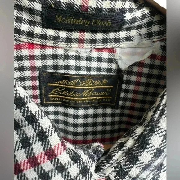Vintage 90s Eddie Bauer McKinley Cloth Heavy Flannel Plaid Shirt Men’s XL - Picture 6 of 10